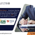 Al Ahly Pharos Investment Banking S.A.E (Al Ahly Pharos) announces the successful signature of the Share Purchase Agreement “SPA” for the sale of a 25% stake in Al Ahly Momkn for Electronic Collection Services S.A.E (Al Ahly Momkn) to e-finance for Digital and Financial Investments S.A.E (e-finance).